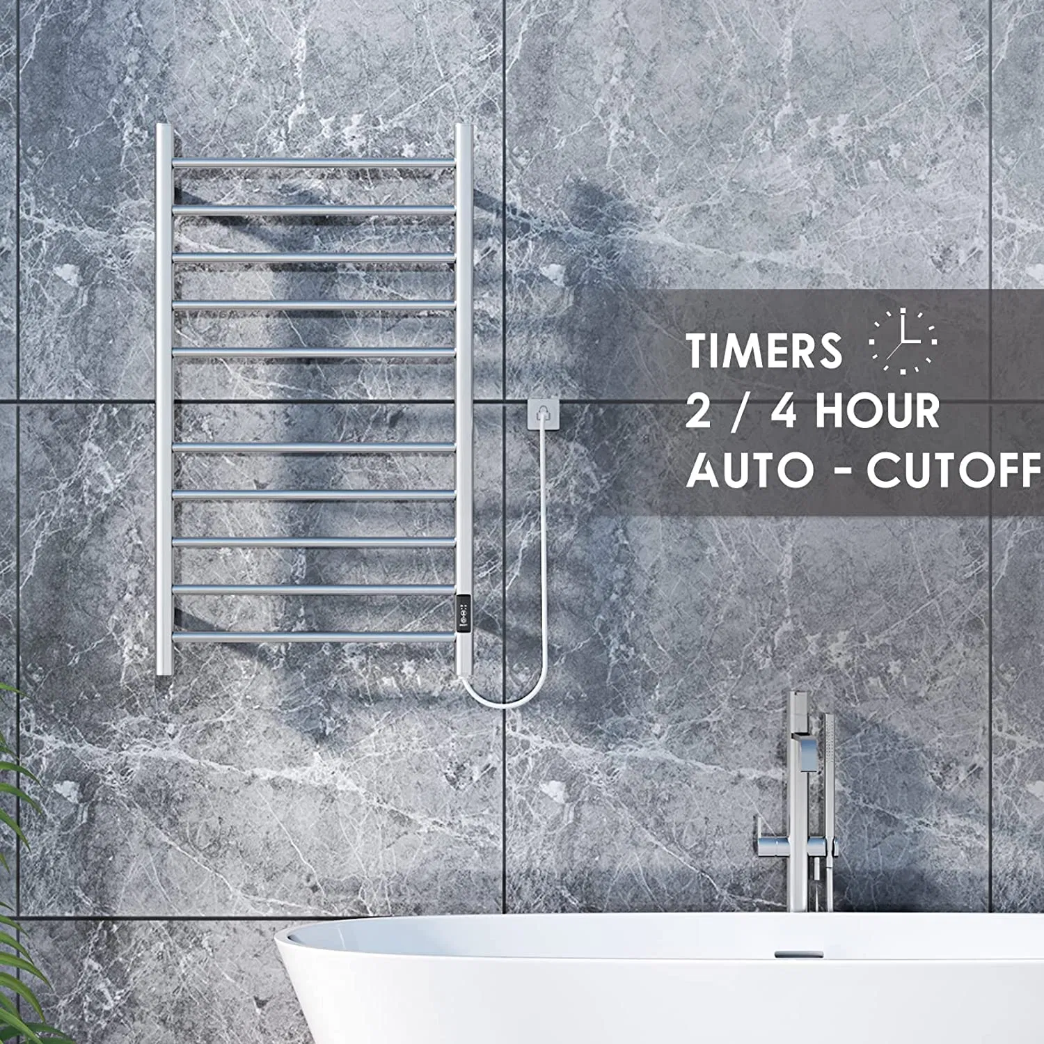 Electric Towel Warmer for Bathroom Heated Towel Rails with Timer