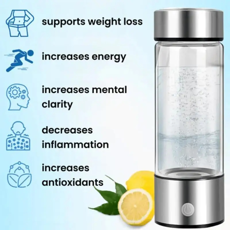 Filter Glass Portable Hydrogen-Rich Health Maker Hydrogen Water Bottle Ionizer Hydrogen Water Generator Glass Water Bottle