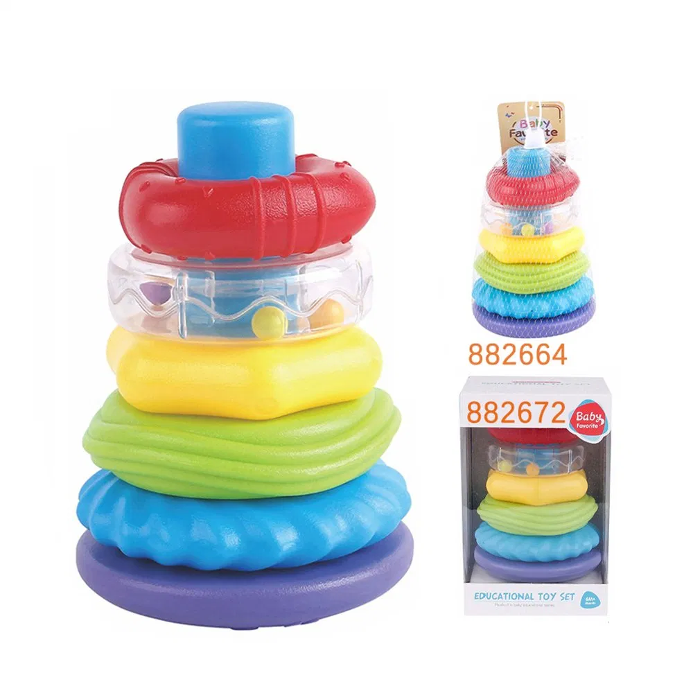 Hot Selling Baby Educational Creative Activity Colorful Stack Tower Set Circles Preschool Learning Toy