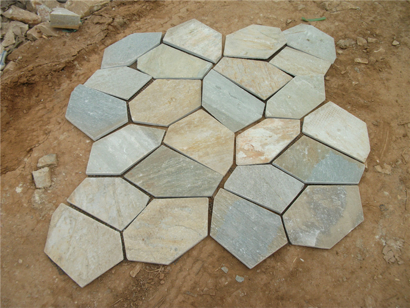 Sandstone/Slate Flagstone with Mesh for Paving Outdoor Floor Tiles