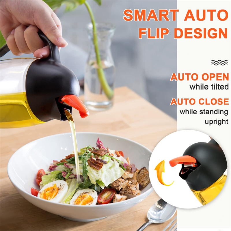 Penguin Leakproof Olive Oil Dispenser Bottle Auto Flip Cap Cooking Oil Dispenser with Non-Slip Handle