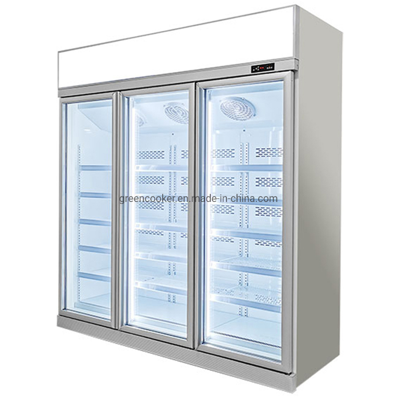 -22 Degree Upright Commercial Display Refrigerator Showcase Ice Cream Glass Door Freezer for Supermarket