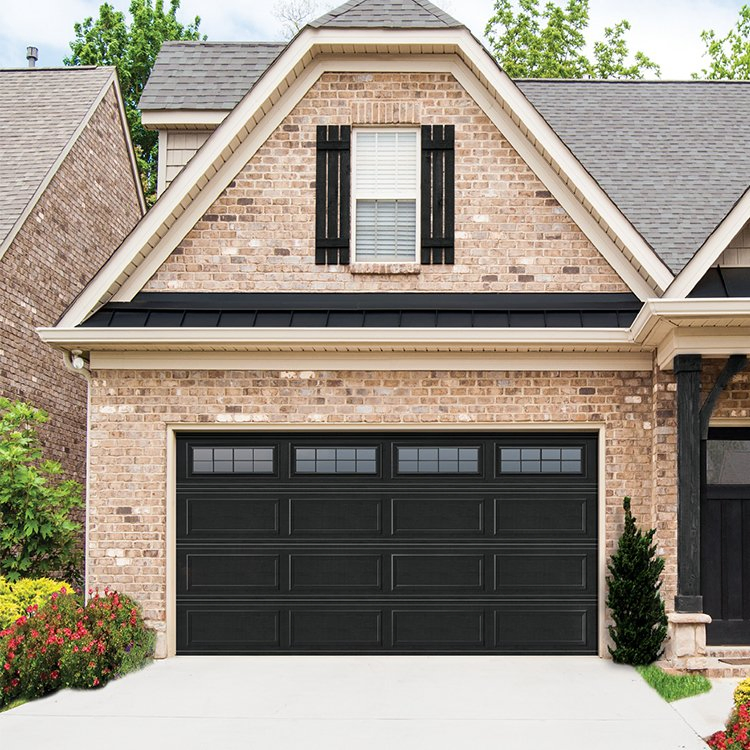 China Remote Control Automatic Flap Garage Door Overhead Insulated Sectional Black Color Aluminum Flip Over Garage Doors