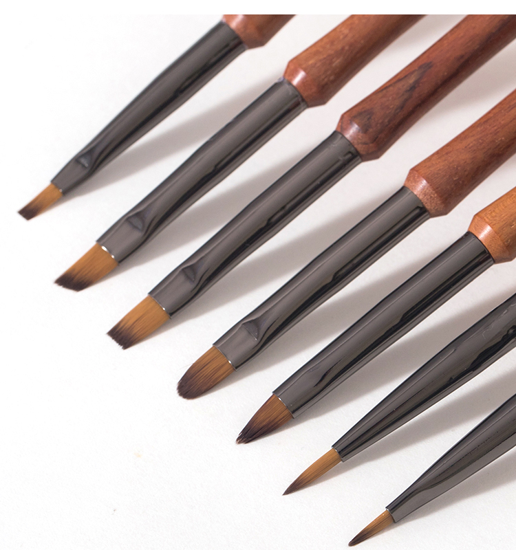 Guyo Wooden Handle 100% Kolinsky Nail Art Brush Set
