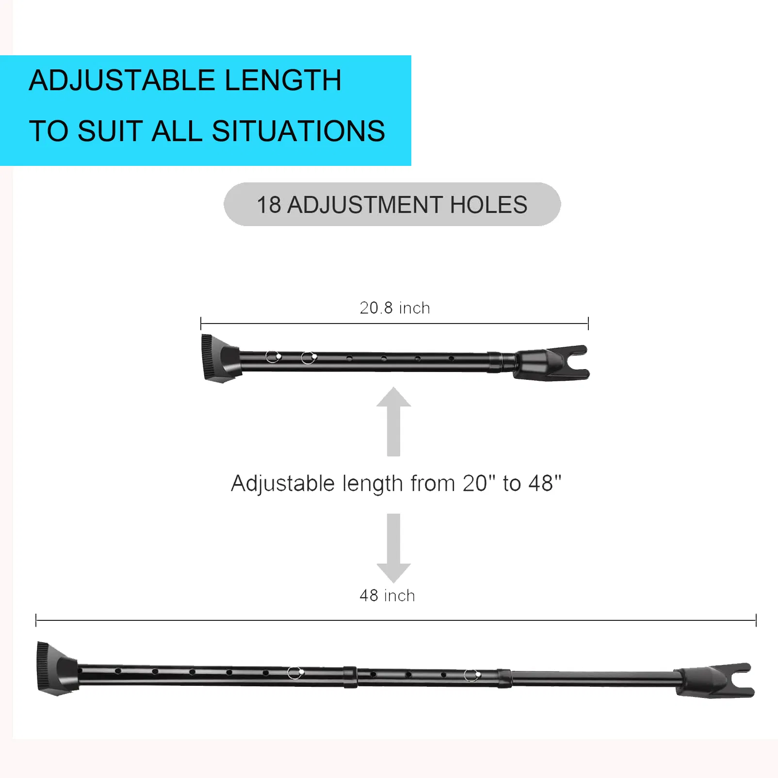 Door Security Bar & Sliding Patio Bar, Heavy Duty Stoppers, Door Knob, 2-in-1 Adjustable Jammer for Home, Apartment, Travel Door Portable Lock