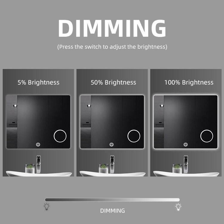 Modern LED Illuminated Backlit Switch Touch Wall Hung Bathroom Vanity Smart Mirrors Light