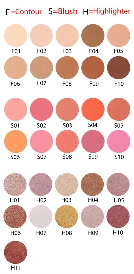 Private Label Makeup Blush Palette Concealer Highlight Contour Multifunction Blusher Palette