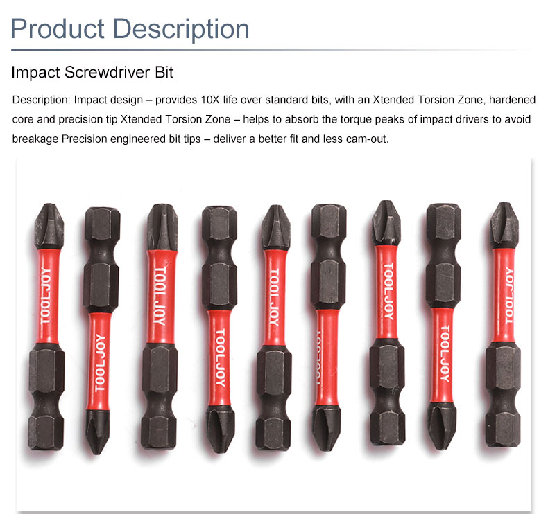 Tooljoy Manufacturor pH2 Pz2 25mm S2 Screw Driver Impact Bit Screwdriver