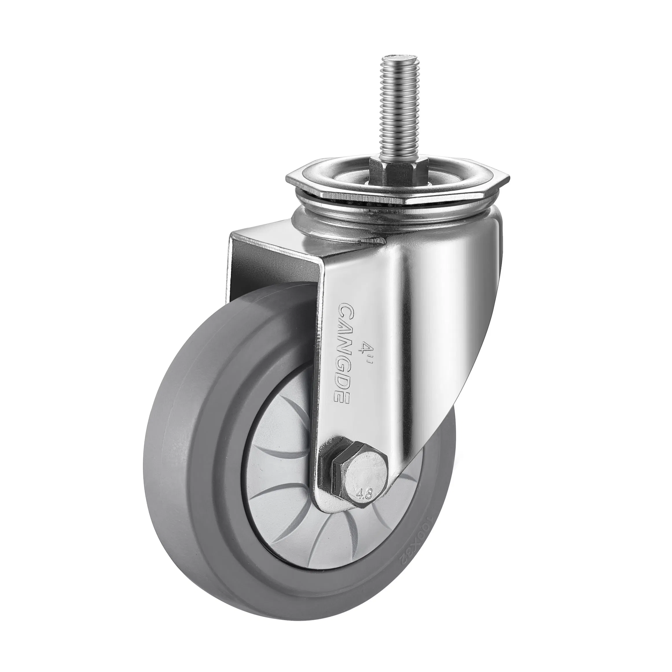 Non-Marking & Quiet Grey TPR Rubber Casters, Medium Load Capacity