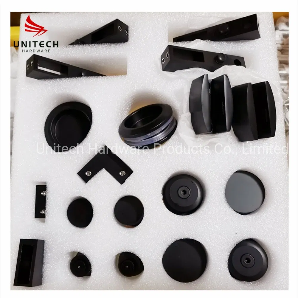 Black Golden Stainless Steel Glass Sliding Door Roller and Clamp Fitting Suit