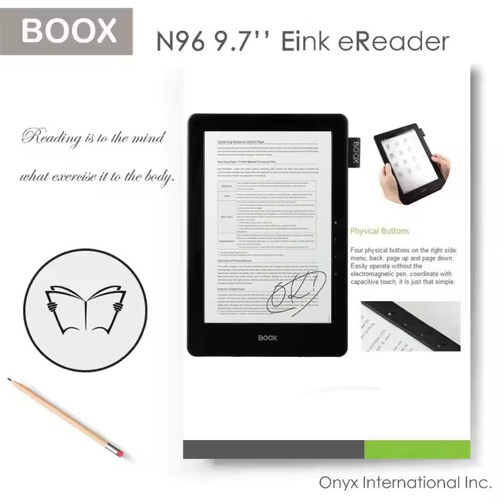 9.7 Inch Touching Screen Ebook and Eink Reader WiFi and Bluetooth Communicating Mode Supporting MP3 and Wav Audio Formation