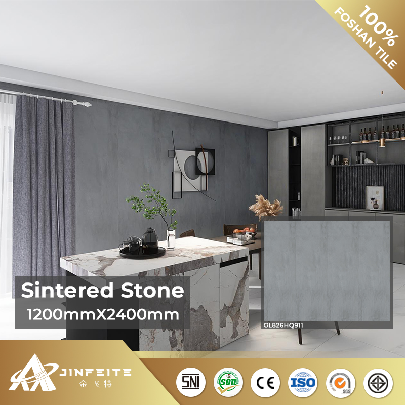 Satin Surface Grey Colour Design Matt Finished Sintered Stone for High End Interior Decor 120*240cm