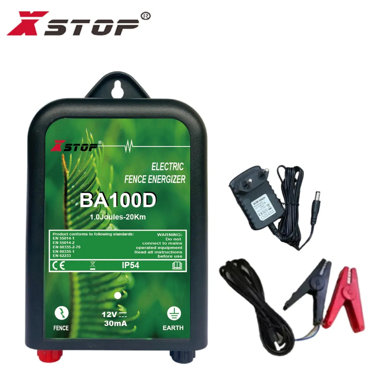 Dual Electric Fence Energizer by Adapter 230 Volts or Battery Charger 12V 1 Joule for Agriculture Field