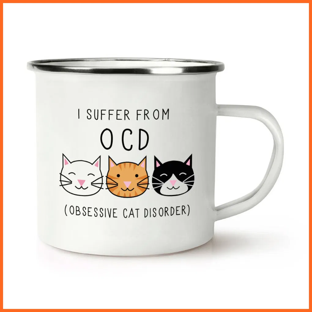 Silver Trim Enamel Metal Mug