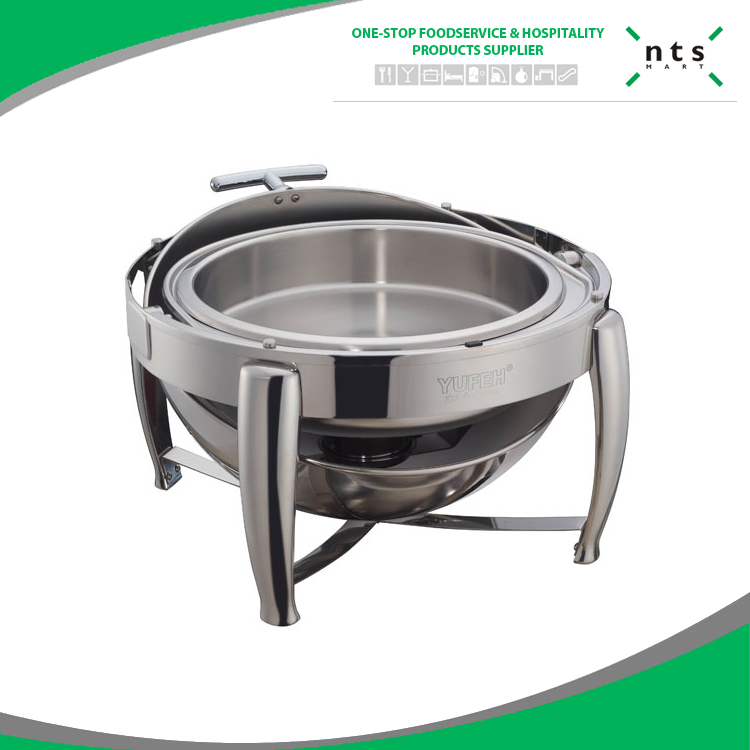 Elegant Gold Trimmed Roll Top Buffet Chafer Dish for Catering