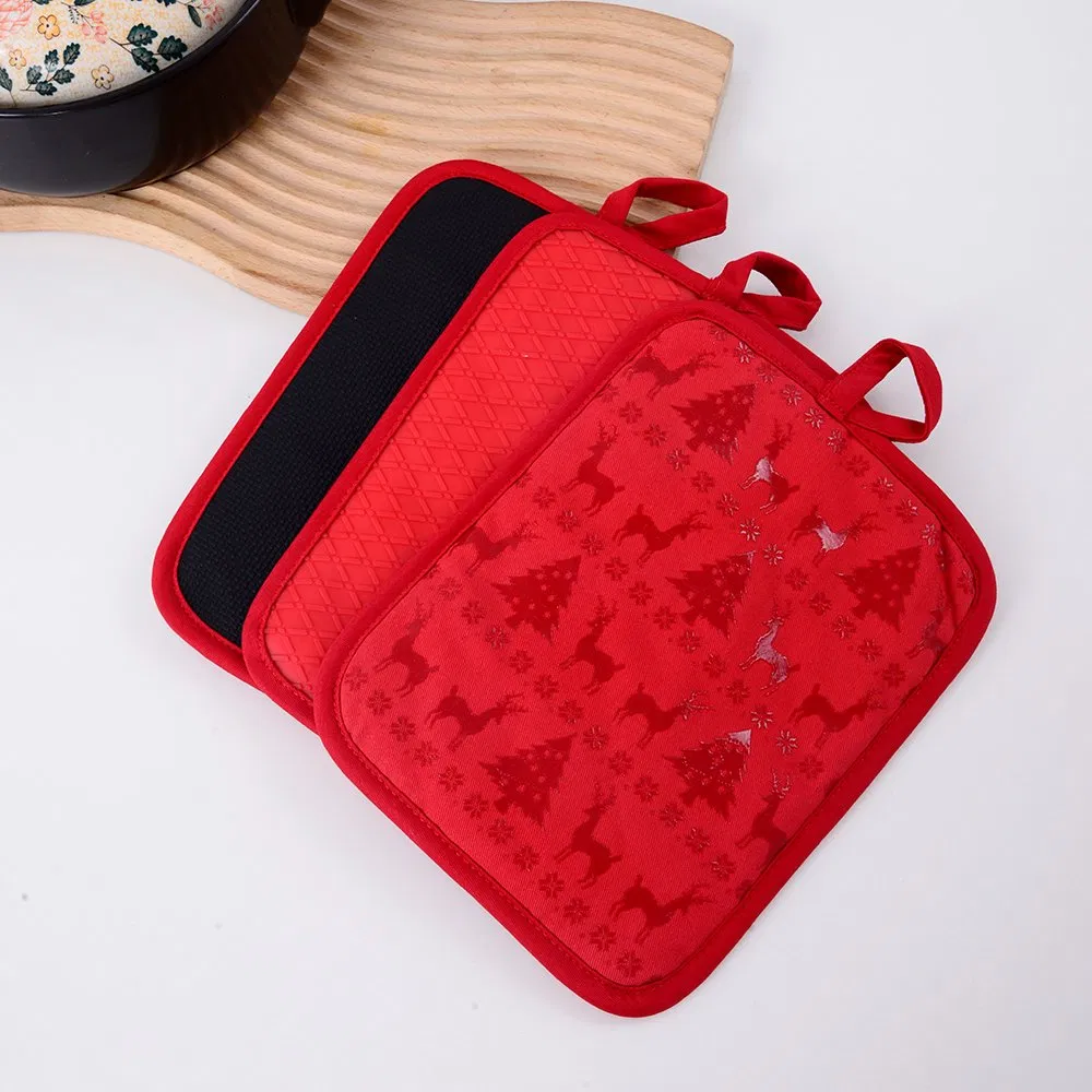 Factory Custom Christmas Polyester Table Mat Cooking Mitt Cotton Pot Holder