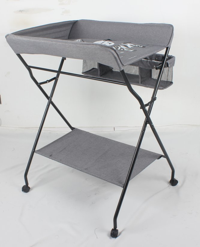 Portable Baby Diaper Changing Table with Folding Stand and Bathtub Newborn Infant Nursery Table with Safety Belt and Large Storage Rack