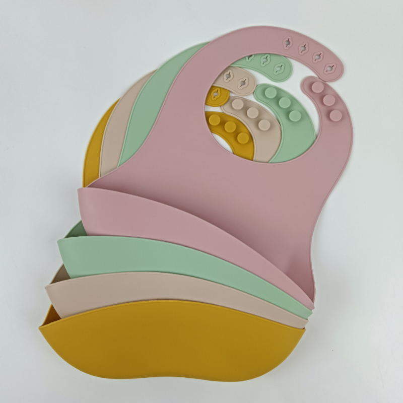 Silicone Bib Waterproof, Stain Resistant, Foldable, Easy to Carry, Multi Adjustable Baby Tableware Accessories