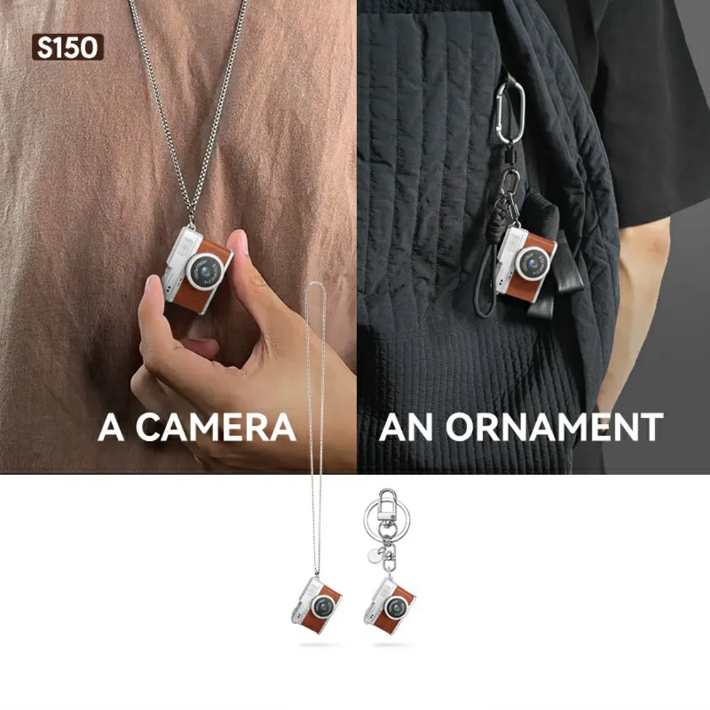S150 Mini Camera - 1080P, 0.96" IPS, Necklace Design (Brown)
