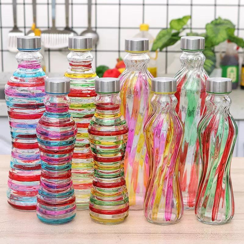 Стеклянная бутылка для воды 500 мл со стальной крышкой