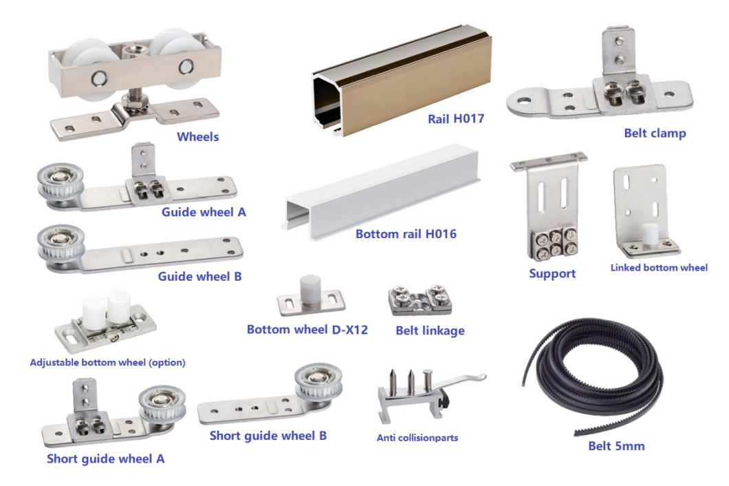 Magic Sliding Door with Completely Concealed Hardware and Track with Wall Mount Sliding System