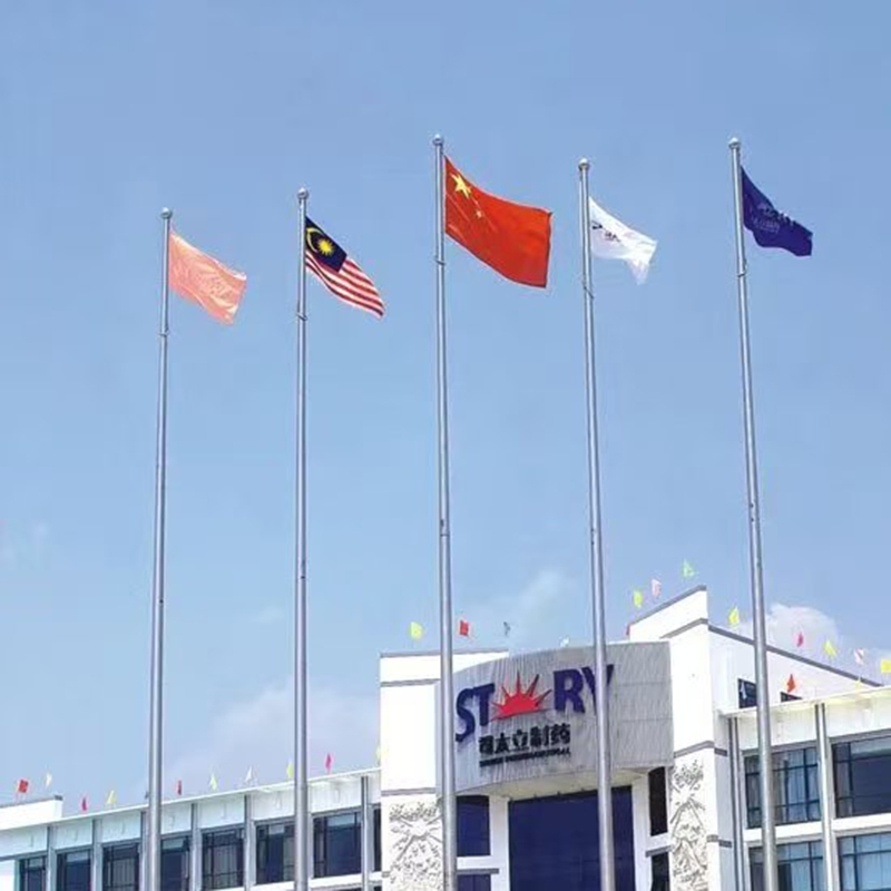 Aluminum Remote Controlled Outdoor Flag Pole Installation Detachable 400FT Side Spinning Pulley Flagpole Top