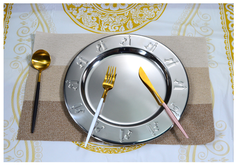 Metal Tray Stainless Steel Serving Charger Dinner Plates for Banquet Wedding