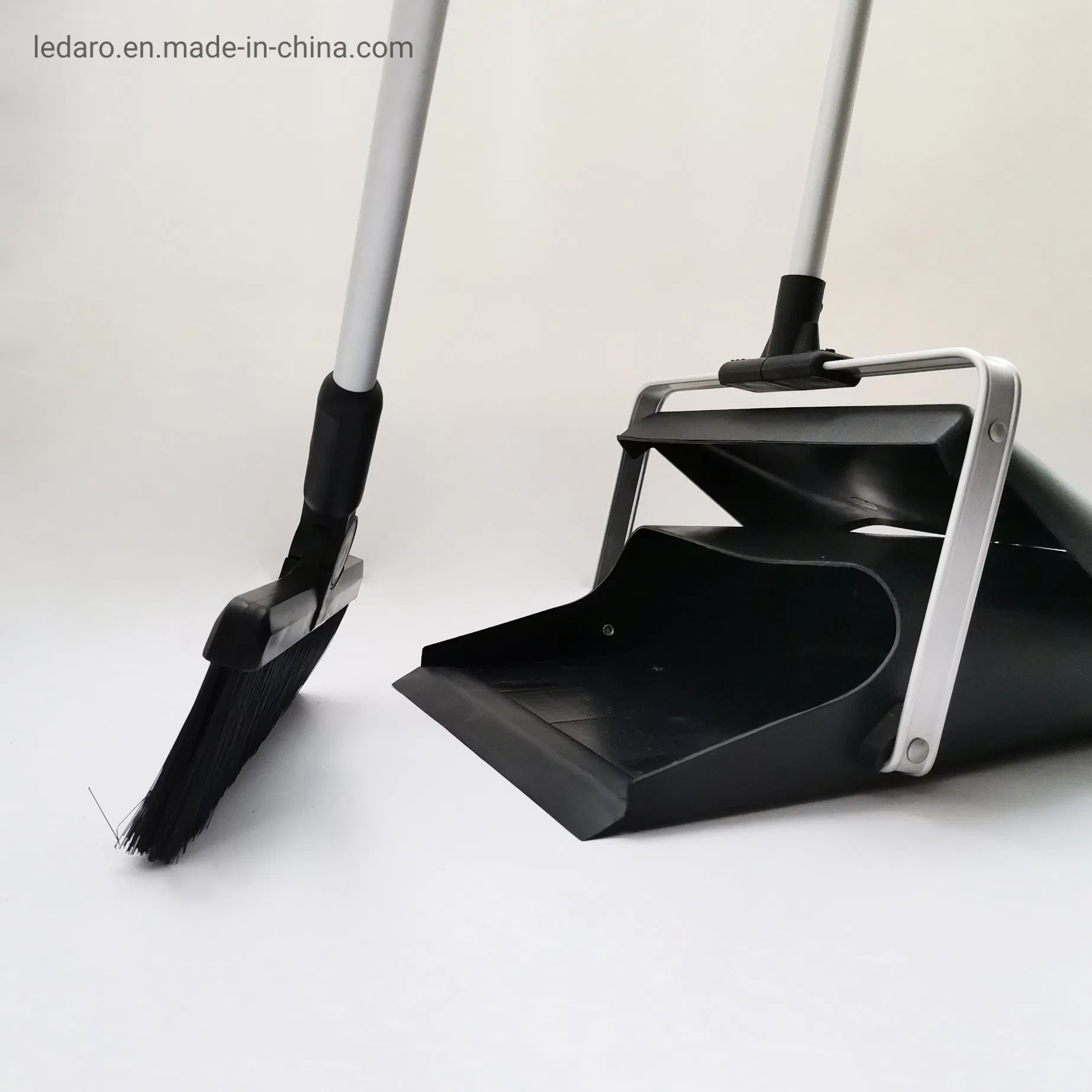 Aluminum Handle Commercial Lobby Dustpan Broom Set with Upright Handle for Home Kitchen Room Office Lobby Floor Use, Make Your Daily Cleaning Job Easier
