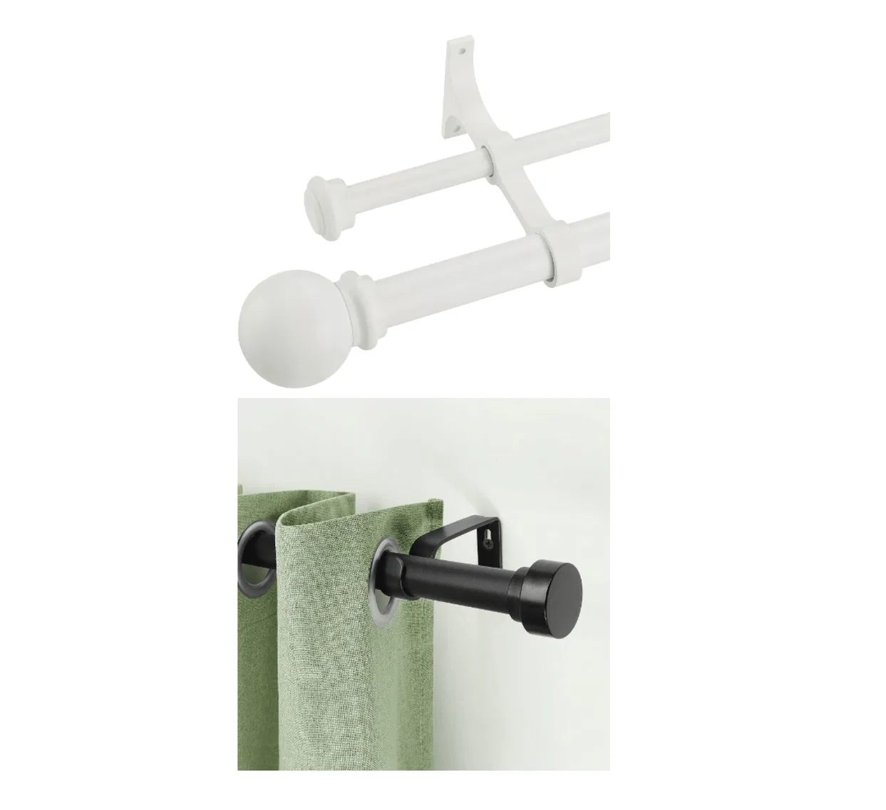 Curtain Rod Poles Iron Steel Aluminum Accessories Drapery Hardware Curtain Rod Set