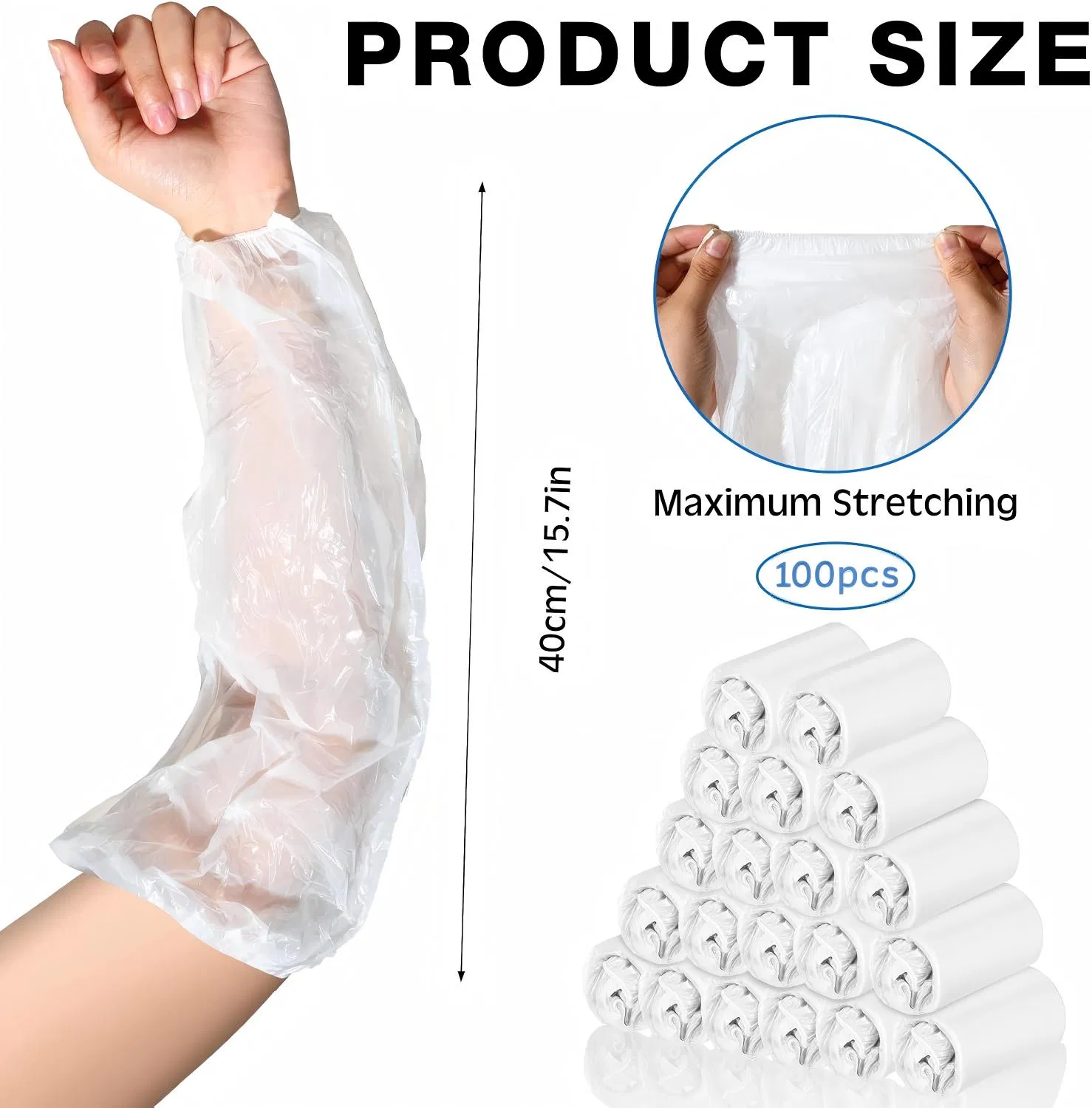 Disposable White Arm Sleeves, Plastic Oversleeves for Art Projects and Home Maintenance - White