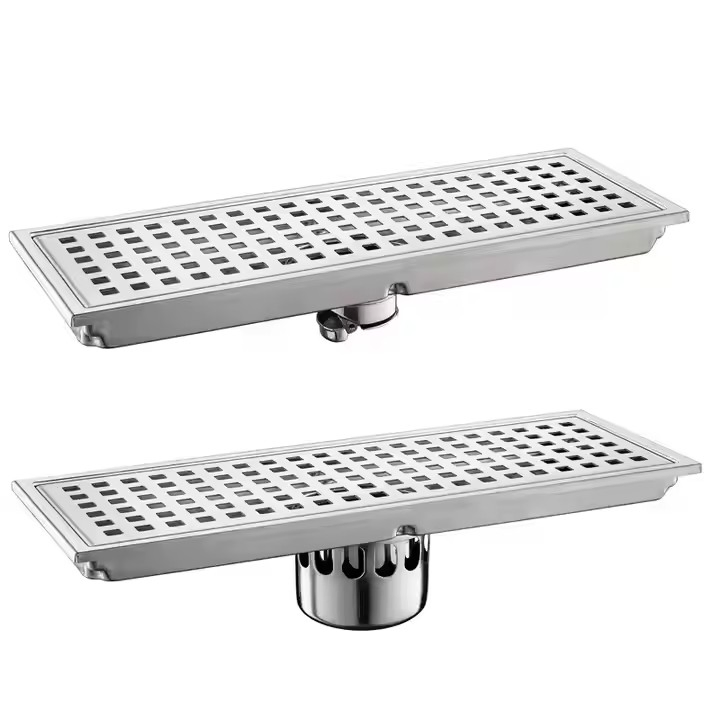 Линейный трап для пола из нержавеющей стали, полированный