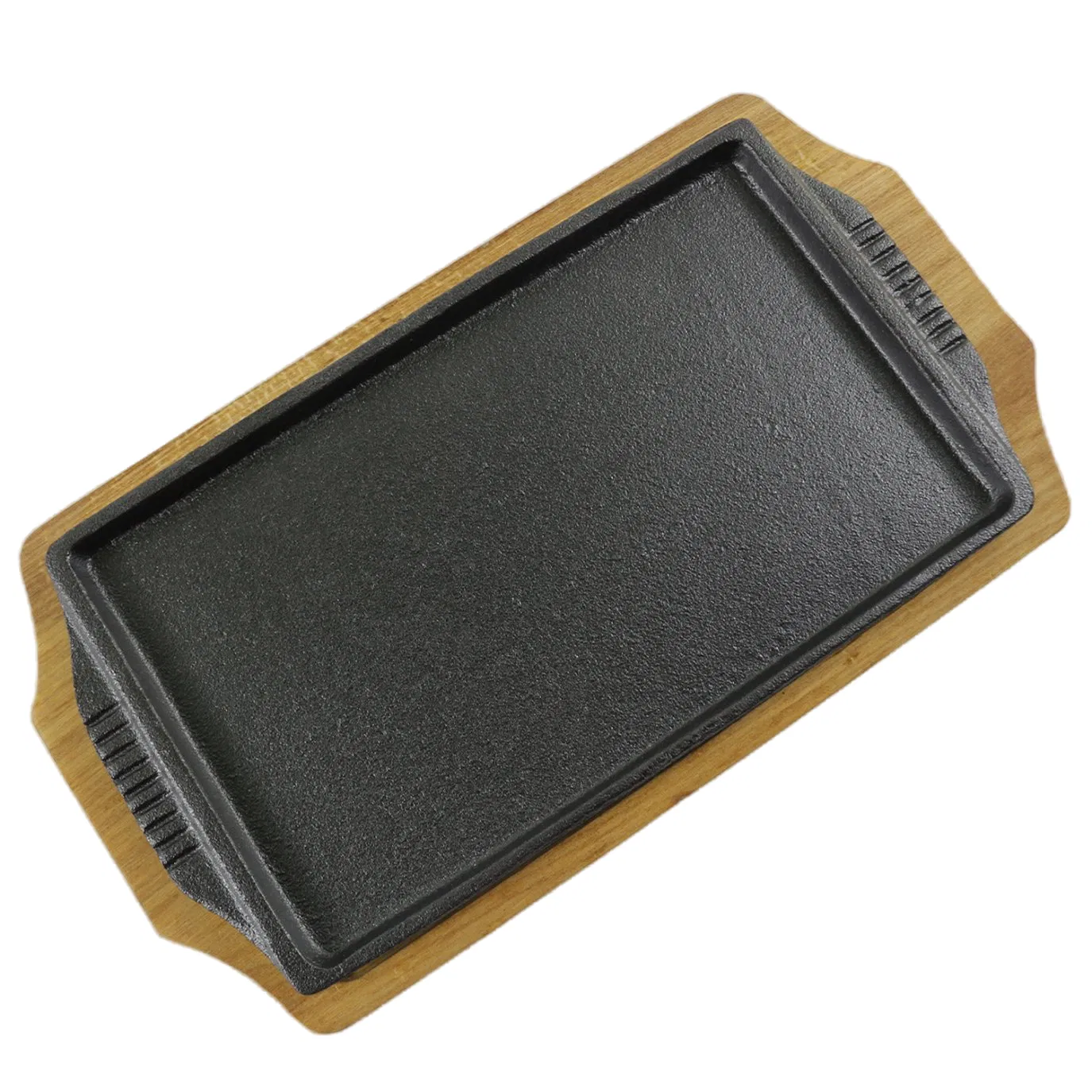 Чугунная сковорода с деревянной подставкой