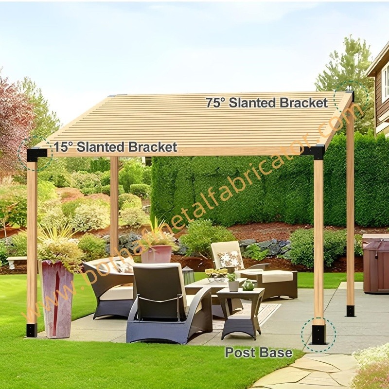 Wood Pergola Wall Mount Roof Brackets for Gazebo Stand Sheds Metal Kits