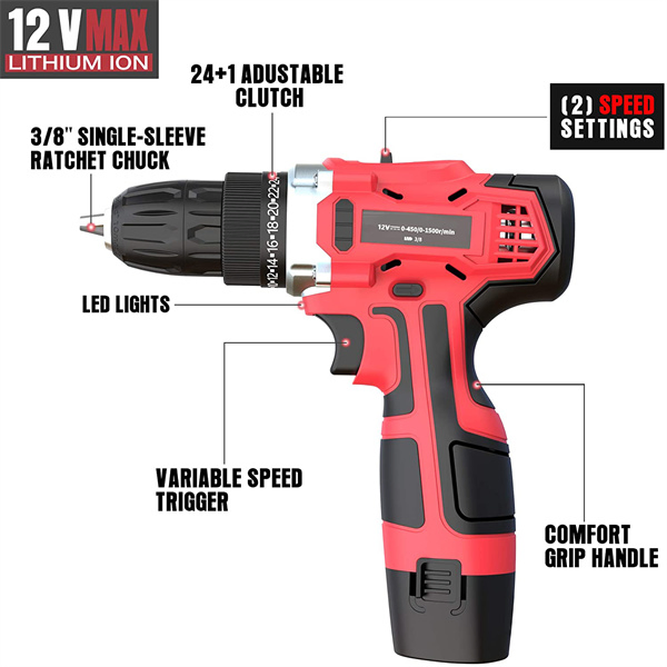 Electrical Drill Tools Set with Battery &amp; Bit Accessories