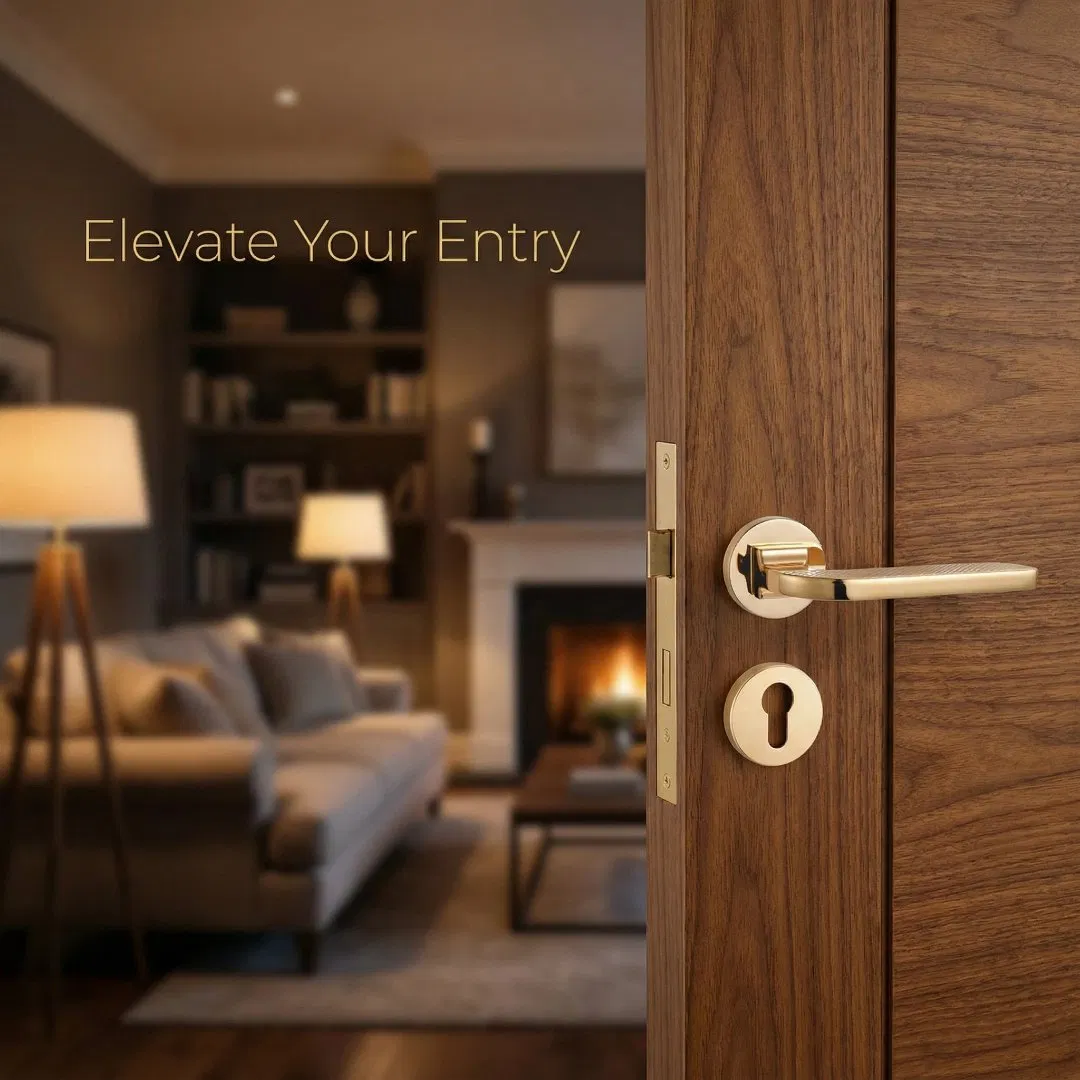 Bedroom Silent Zinc Alloy Door Accessories Indoor Door Handle on Rose for House