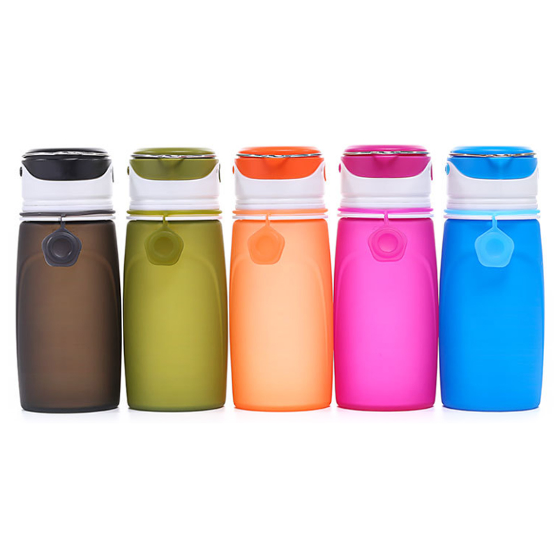 Customized Logo Collapsible Foldable Creative Fold up Water Bottle with LED Light