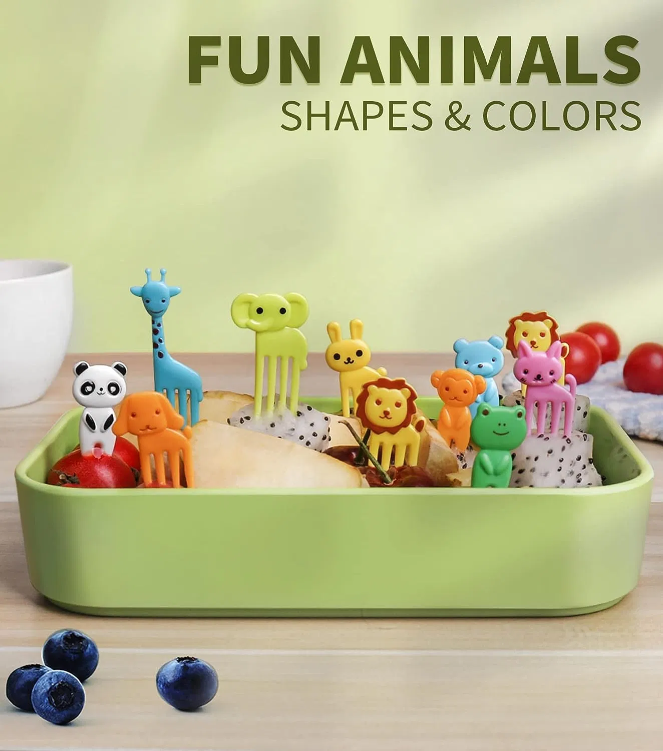 Aohea Cute Kawaii Cartoon Fruit Fork Plastic Tableware Animal Images for Kids