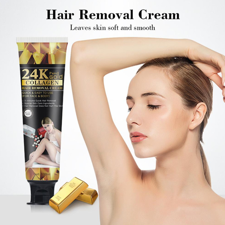 24K Gold Collagen Depilatory Hair Removal Cream for Women