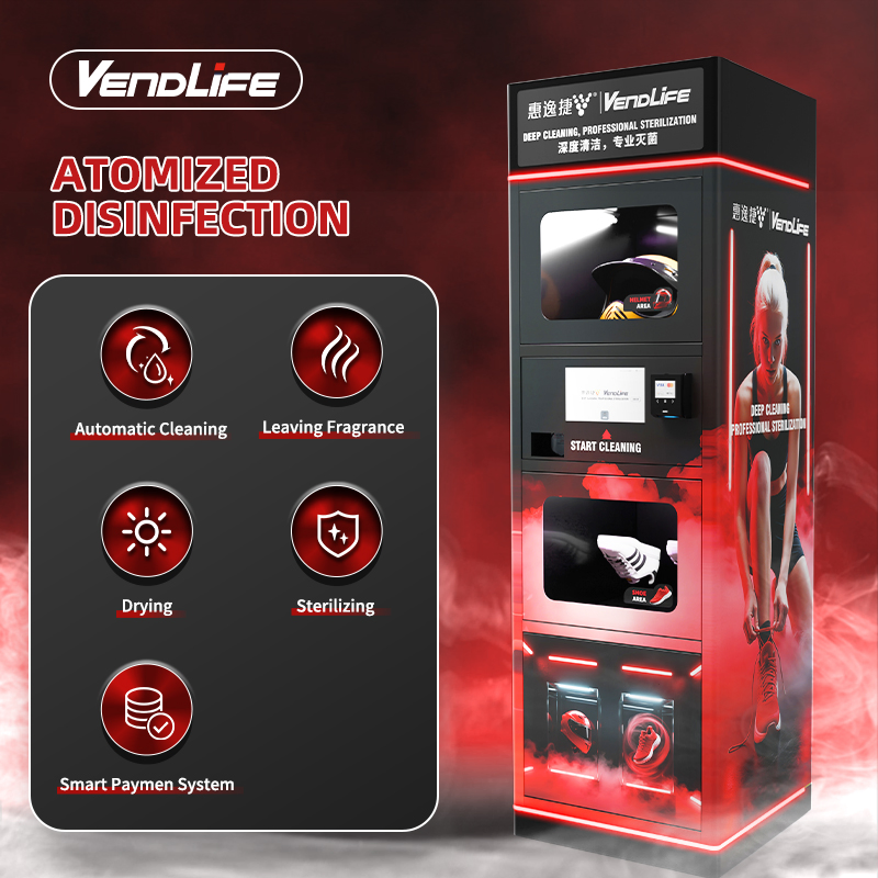 Vendlife Dual Compartment Cleaning and Disinfection Bike Motorcycle Helmet Cleaning Vending Machine Shoes Vendo Machine for Dry Washing and Deodorant