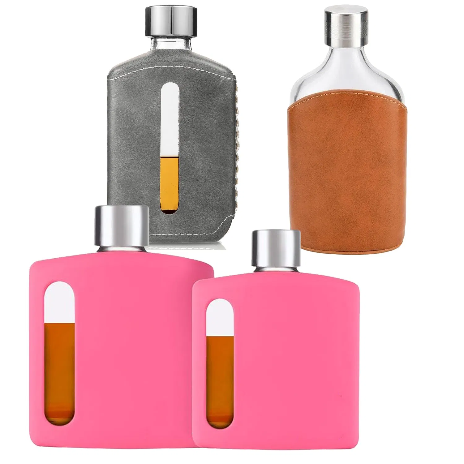 Ultra-Thick Silicone Easily Detachable Drinking Alcohol Flask Glass Hip Flask for Cambodia Tennent's Lager Riegele