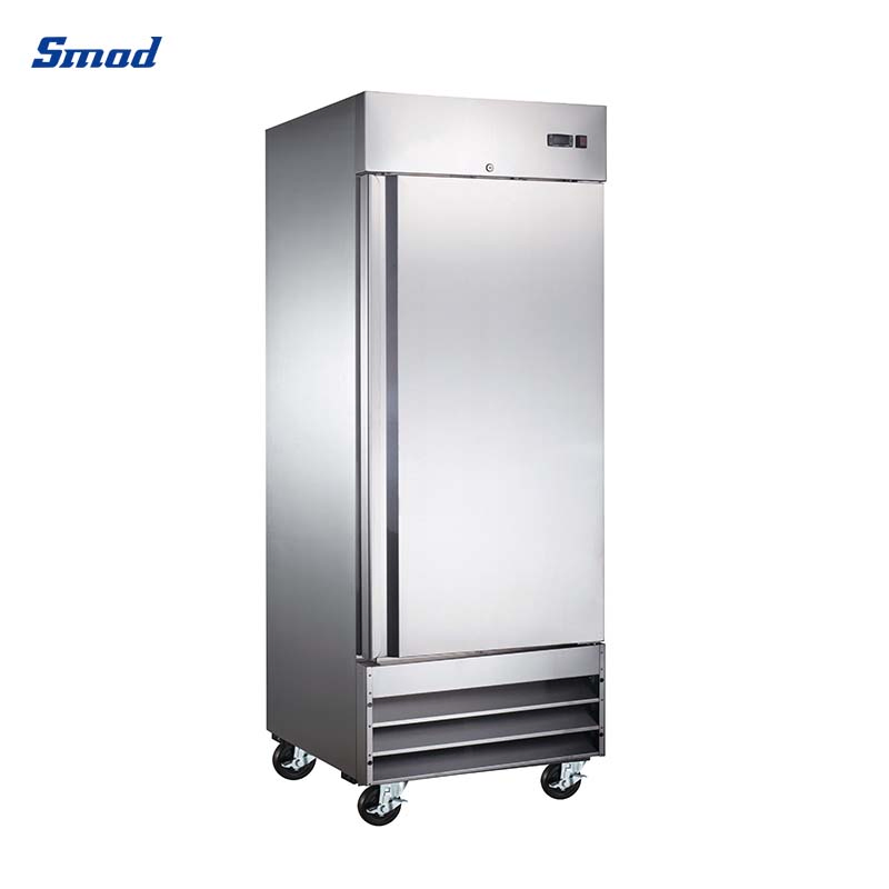 Wholesale Fan Cooling Restaurant Inverter Compressor Side Double Door Stainless Steel Display Cooler Upright Commercial Showcase Refrigerator for Kitchen Use