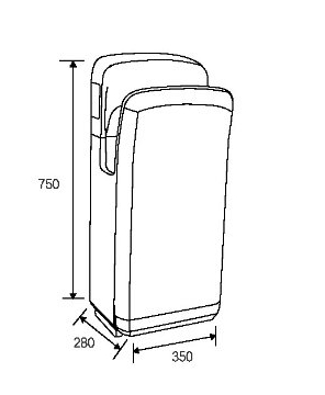 High Speed Wall Mounted ABS Jet Hand Dryer