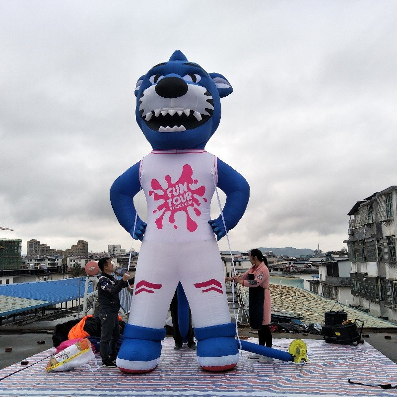 Custom Giant Blue Wolf Inflatable Mascot, Branded Event Promotion Inflatable Character
