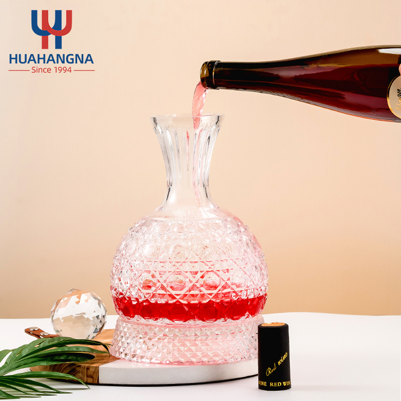 1500ml Lead Free Crystal Glass Rotating Red Wine Aerator Decanter Set in Gift Box with Stopper
