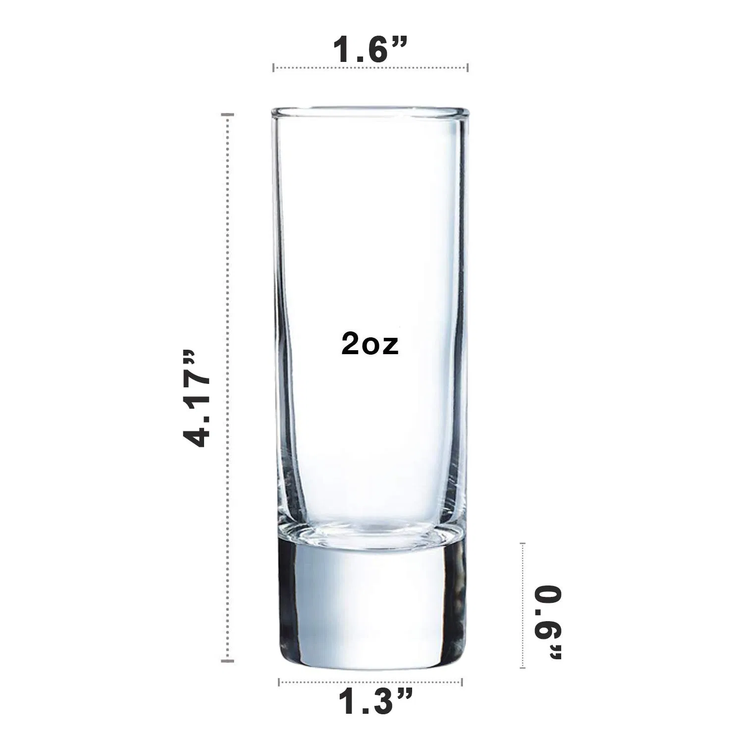 2 Oz Clear Heavy Base Shot Glasses Tall Glass Set Whiskey Tequila Vodka