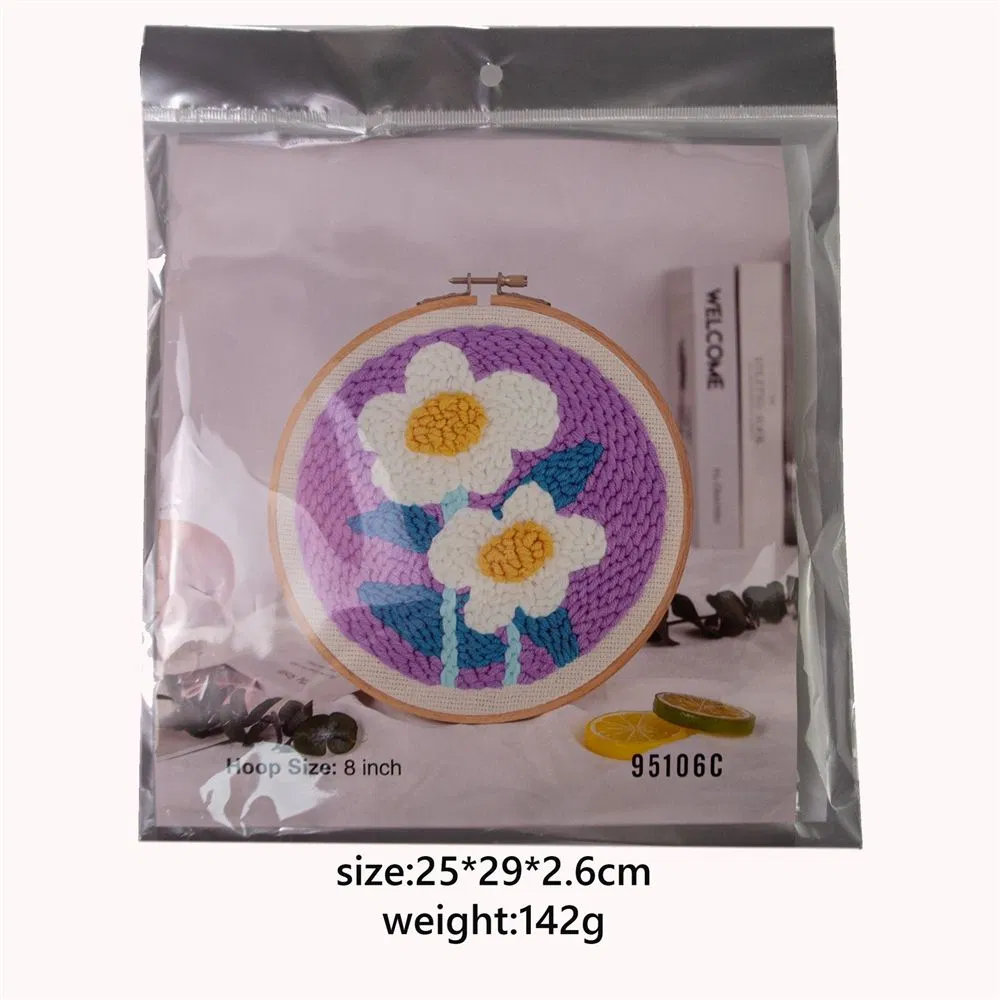 Custom New Arrival Punch Needle Kits Cross Stitch Embroidery Set Customized Dly Flower Punching Needle Kit for Wholesale