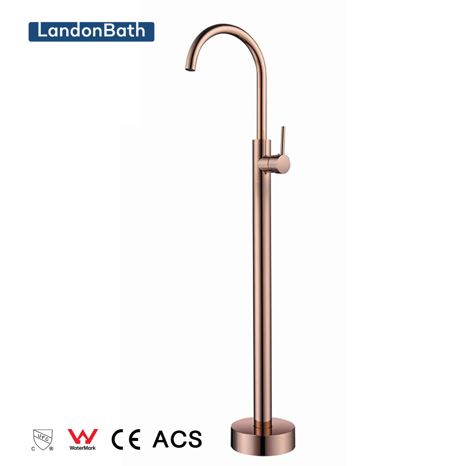 Modern Brass Single Handle Free Standing Bathtub Faucet Shower Bath Mixer Tap with Hand Shower