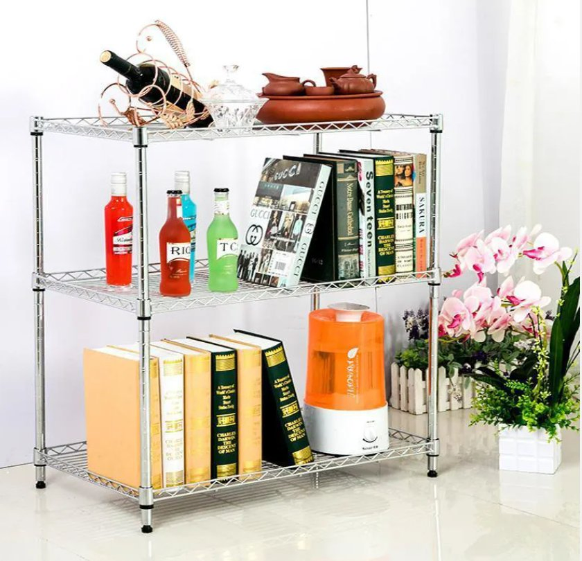 3 Layers Light Duty Chrome Wire Shelving Chrome Rack