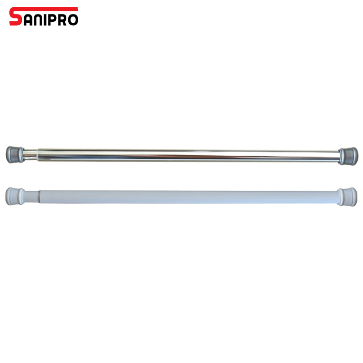 Sanipro Stainless Steel Clothes Rail 50~260cm Extendable Bathroom Shower Curtain Rod Spring Tension Bathtub Curtain Poles