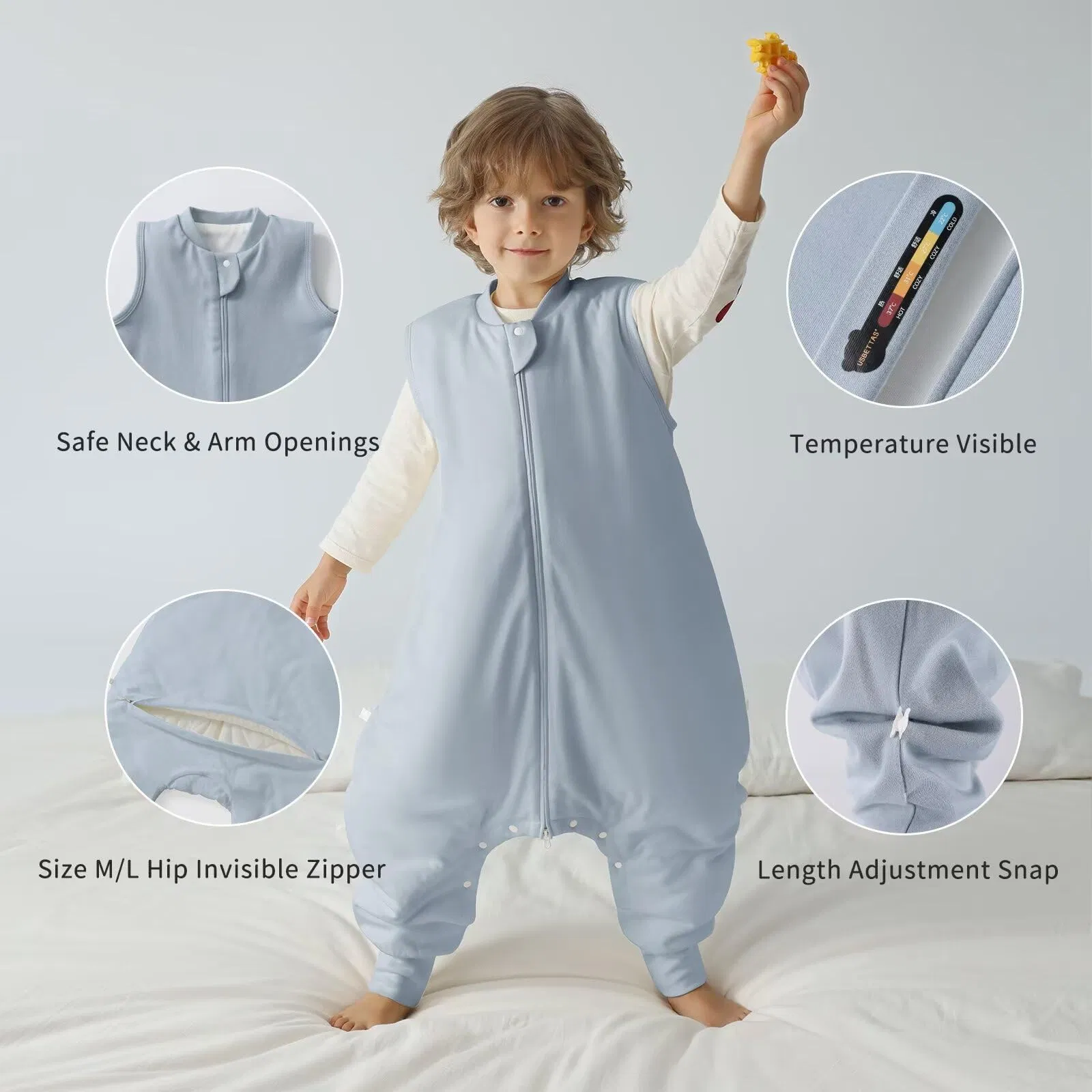 Manufacturer Customized Cotton Baby Sleeping Bag with Legs Sleeveless Comfortable Sleep Sack for Newborn Pure Color